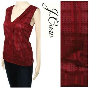 J Crew Red Dot V-Neck Sleeveless Top